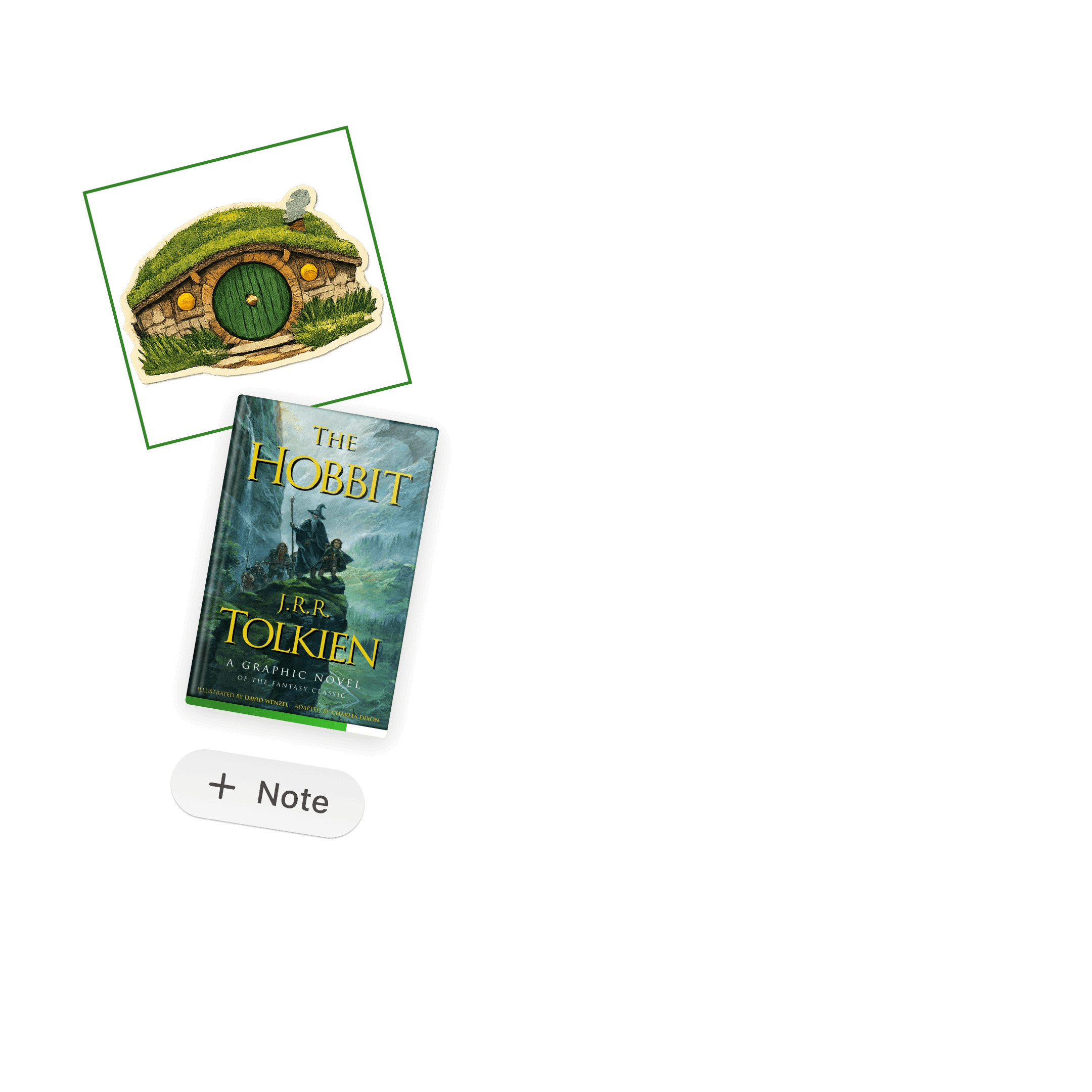 Slovo book journal app on iPhone — handwritten review entry with a sticker and character sketch