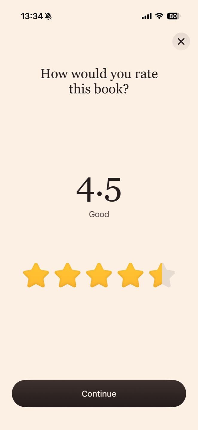 Rating a book in Slovo with 4.5 stars